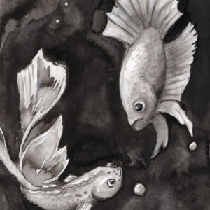 Original Painting: Betta Fish Love