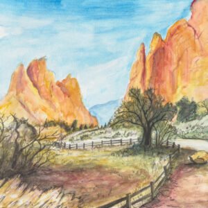 Painting of the Garden of the Gods in watercolor and Ink